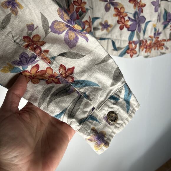 Christopher & Banks Jacket Large Linen Cotton Blend Button-Front Purple Floral - Picture 6 of 8